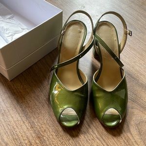 Maryam Nassir Zadeh Iris Heel, Shimmery Olive